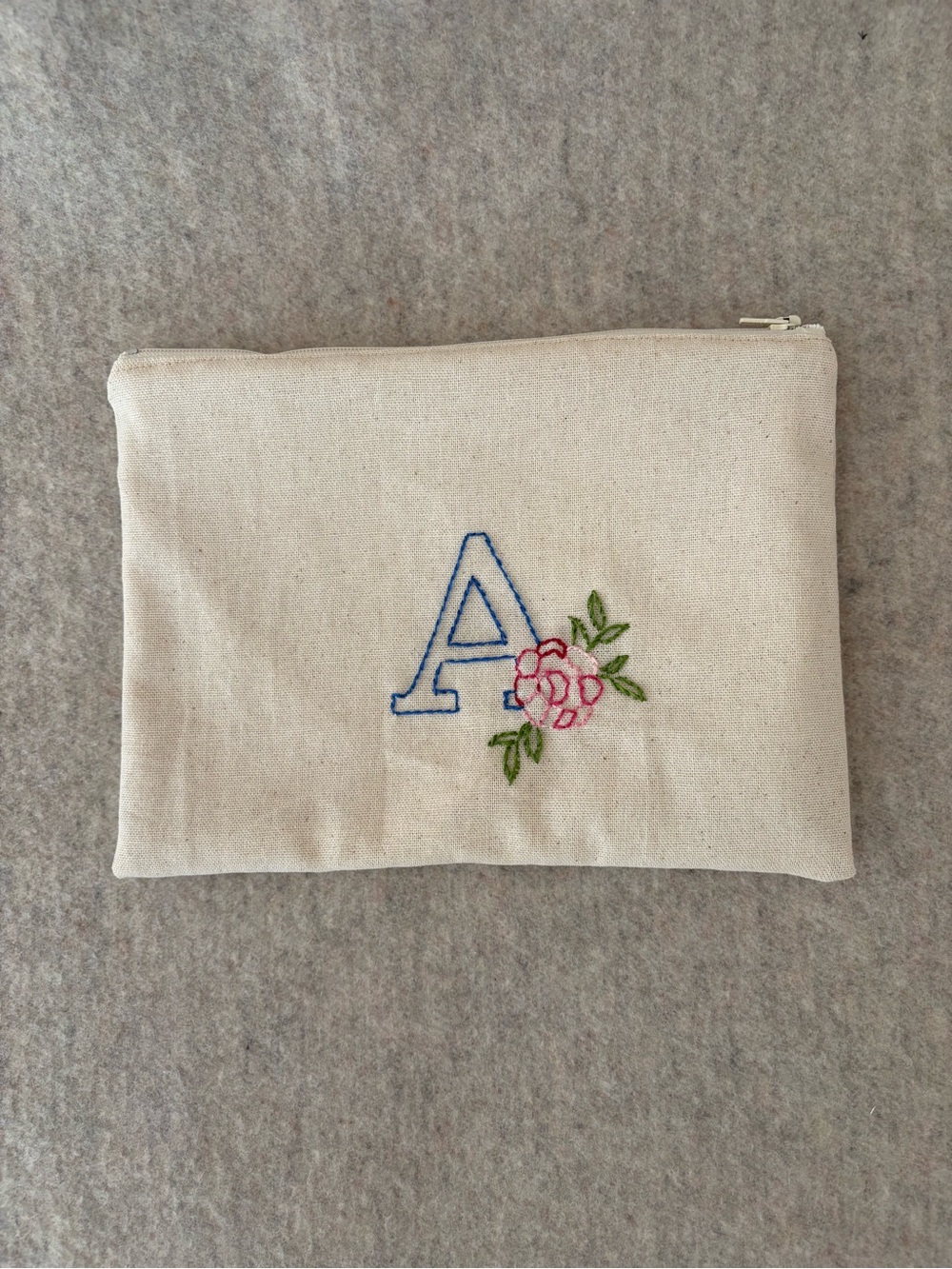 Initial “A” Zippered Pouch